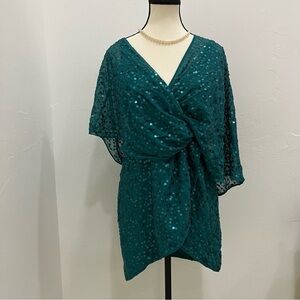 ASOS Women's Green Sparkly Short Dress Size 4